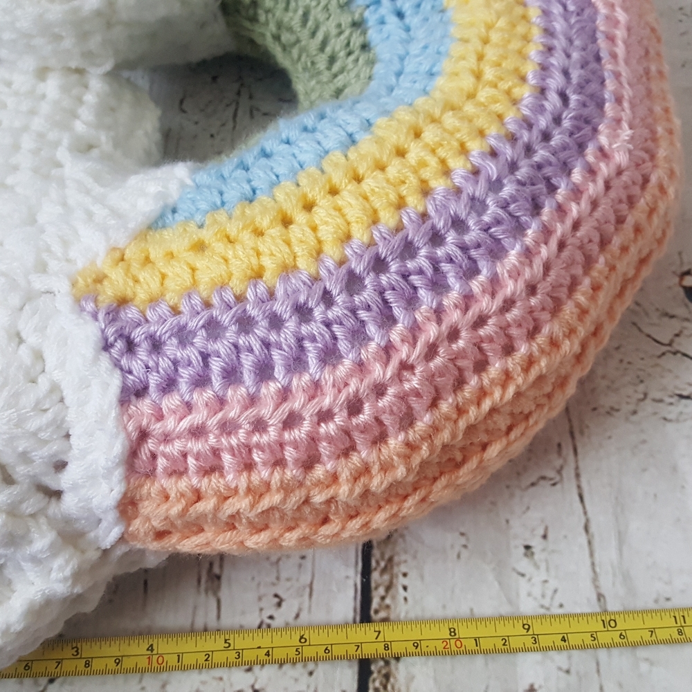Crochet Rainbow Throw Pillow/Nursery decor - Picture 2 of 16